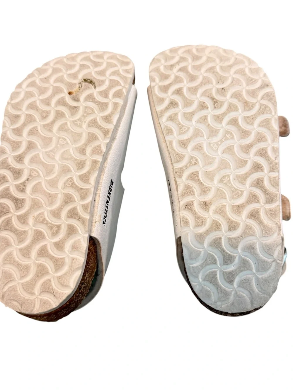Birkenstock Kids Off-White Two-Strap Buckle Sandals.